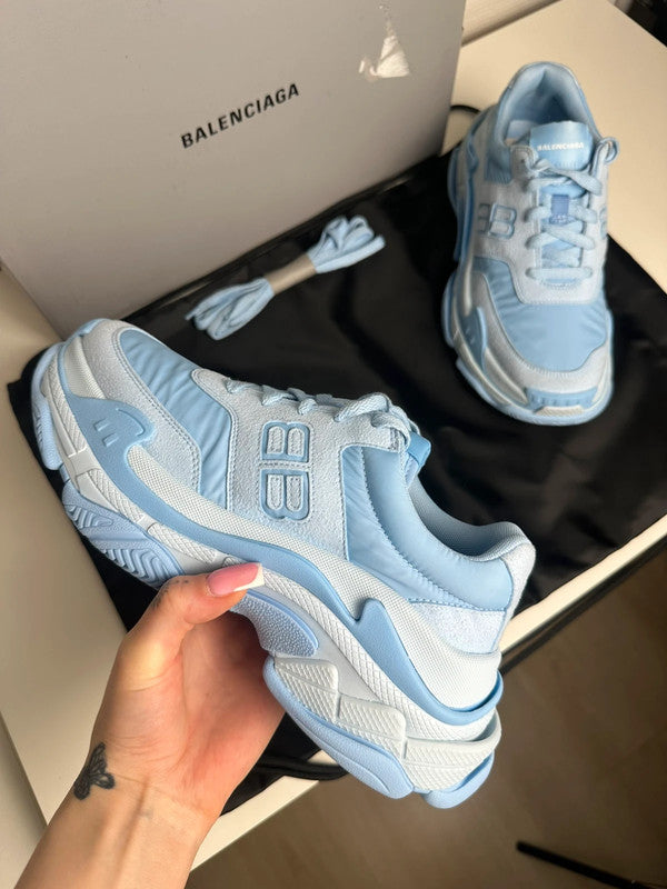 Balenciaga Triple S BB Sneakers Cuir & Mesh Bleu T.38 — Neuves