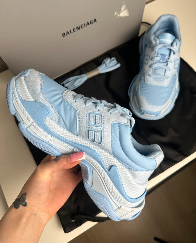 Balenciaga Triple S BB Sneakers Cuir & Mesh Bleu T.38 — Neuves