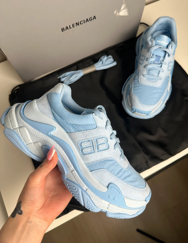 Balenciaga Triple S BB Sneakers Cuir & Mesh Bleu T.38 — Neuves