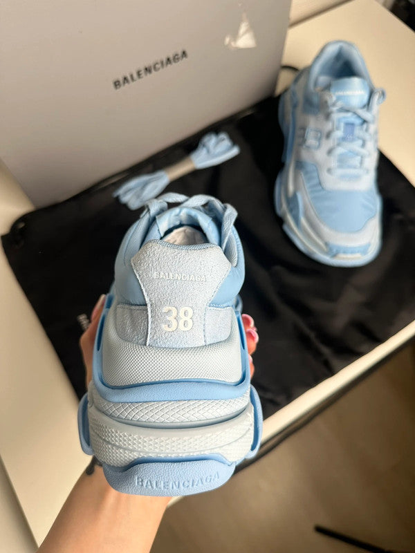 Balenciaga Triple S BB Sneakers Cuir & Mesh Bleu T.38 — Neuves