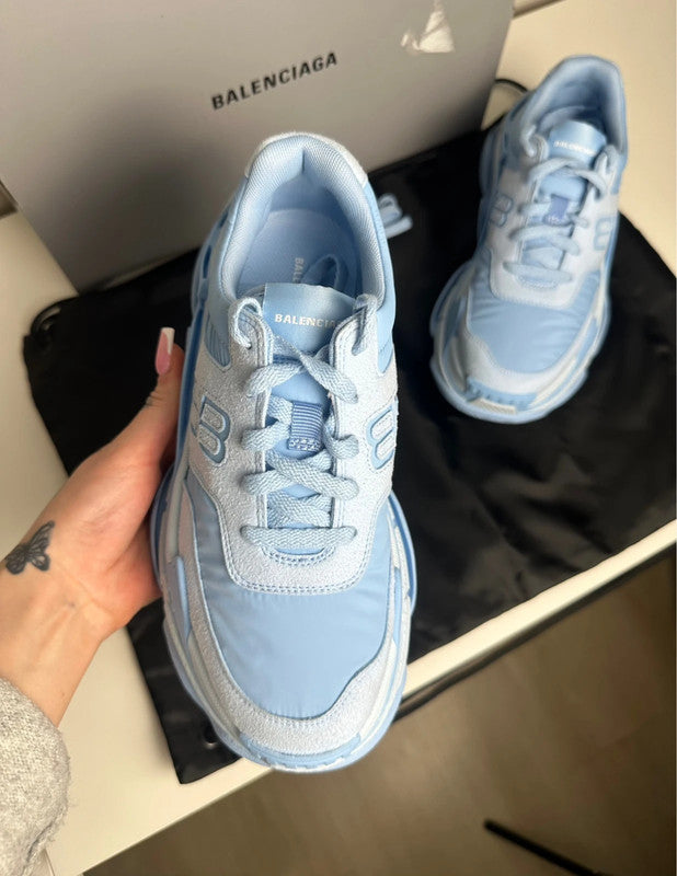 Balenciaga Triple S BB Sneakers Cuir & Mesh Bleu T.38 — Neuves