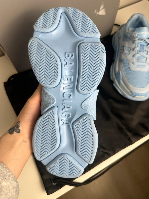 Balenciaga Triple S BB Sneakers Cuir & Mesh Bleu T.38 — Neuves