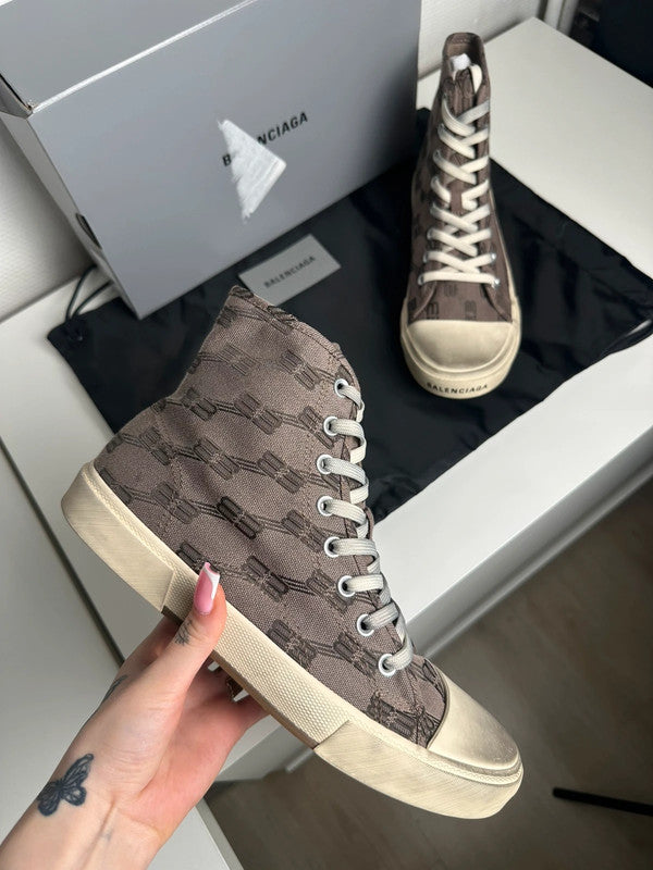 Balenciaga Paris High Top Toile Monogramme BB Marron/Beige T.43 — Neuves