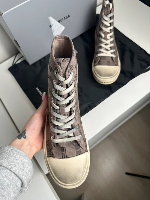 Balenciaga Paris High Top Toile Monogramme BB Marron/Beige T.43 — Neuves