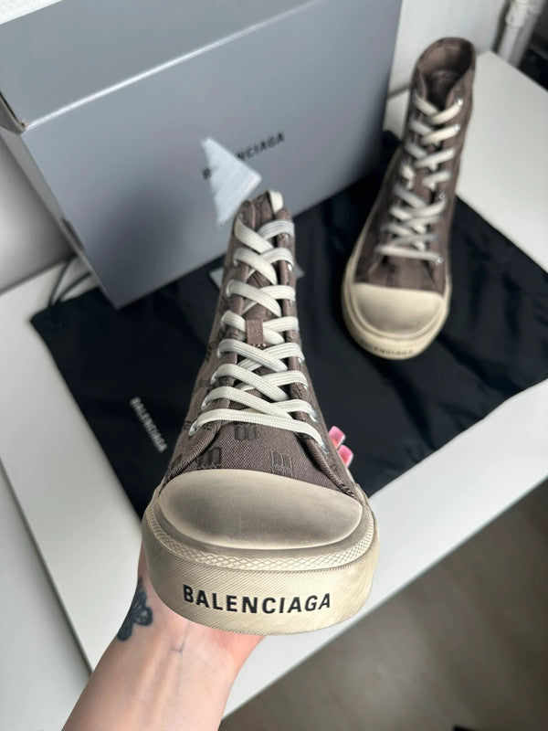Balenciaga Paris High Top Toile Monogramme BB Marron/Beige T.43 — Neuves