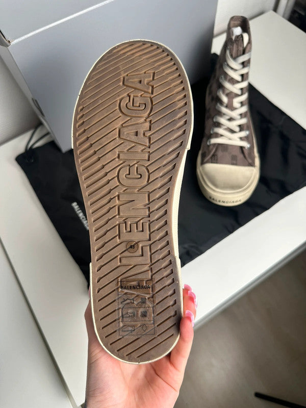 Balenciaga Paris High Top Toile Monogramme BB Marron/Beige T.43 — Neuves