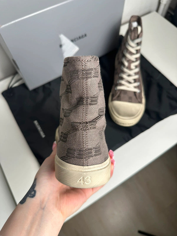 Balenciaga Paris High Top Toile Monogramme BB Marron/Beige T.43 — Neuves