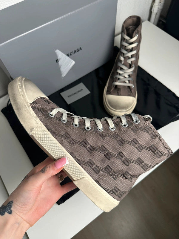 Balenciaga Paris High Top Toile Monogramme BB Marron/Beige T.43 — Neuves