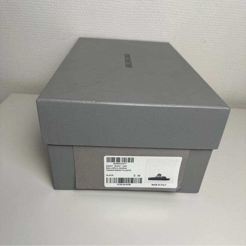 Balenciaga Sandales Double Boucle Rubber Noir Semi-Transparent T.38 — Neuves