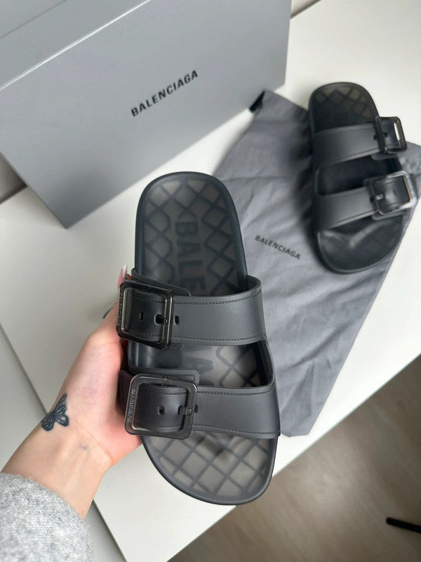 Balenciaga Sandales Double Boucle Rubber Noir Semi-Transparent T.38 — Neuves