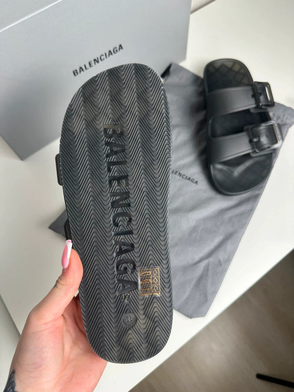 Balenciaga Sandales Double Boucle Rubber Noir Semi-Transparent T.38 — Neuves