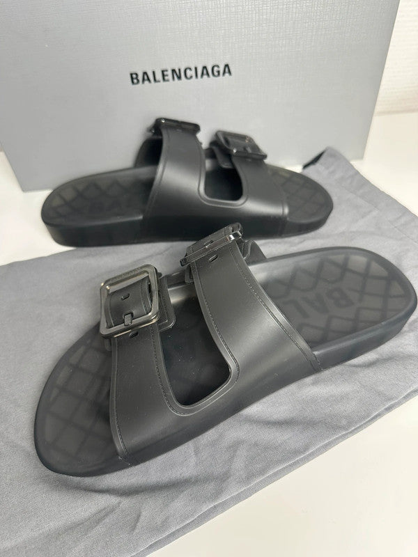 Balenciaga Sandales Double Boucle Rubber Noir Semi-Transparent T.38 — Neuves
