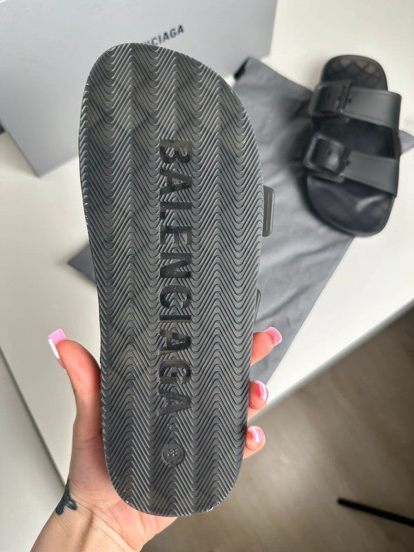 Balenciaga Sandales Double Boucle Rubber Noir Semi-Transparent T.38 — Neuves