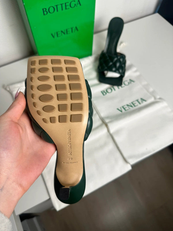 Bottega Veneta Padded Sandal Cuir Nappa Matelassé Pine Green T.38 — Neuves
