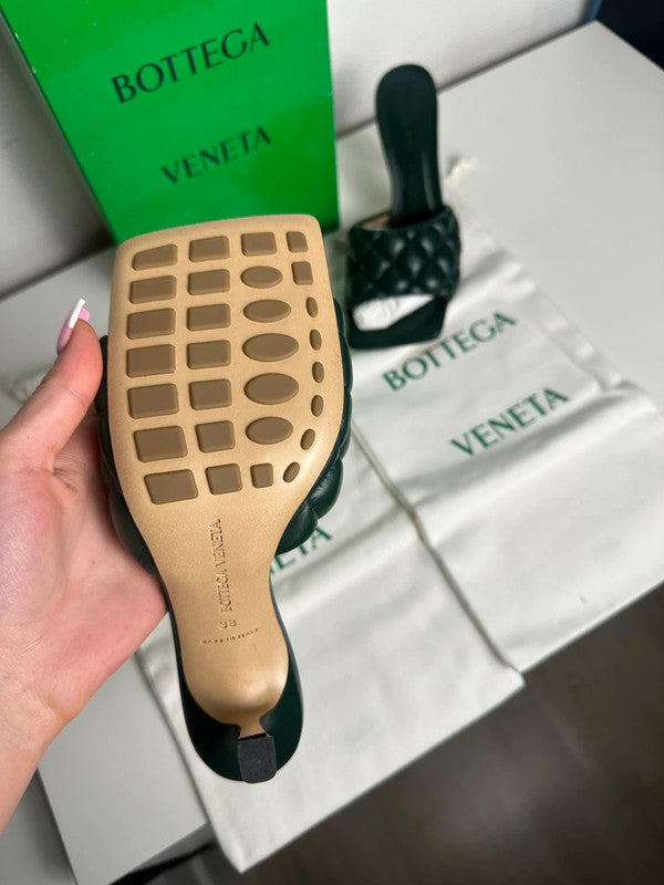 Bottega Veneta Padded Sandal Cuir Nappa Matelassé Pine Green T.38 — Neuves