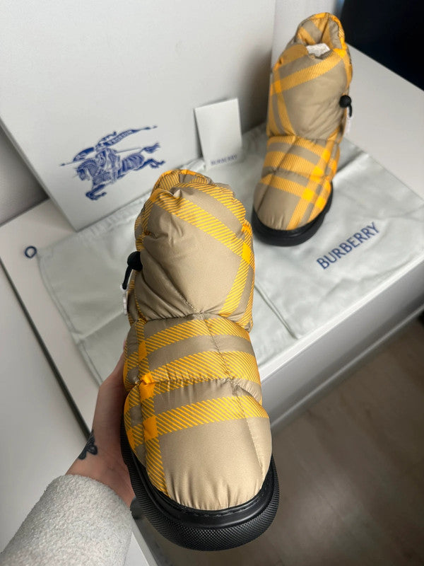 Burberry Pillow Boots Motif Check Carreaux Jaune Doré T.41 — Neuves