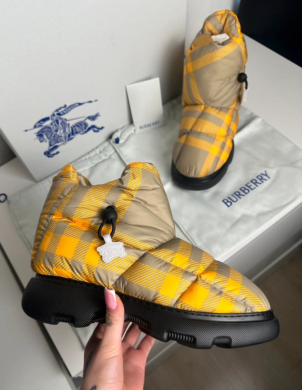 Burberry Pillow Boots Motif Check Carreaux Jaune Doré T.41 — Neuves