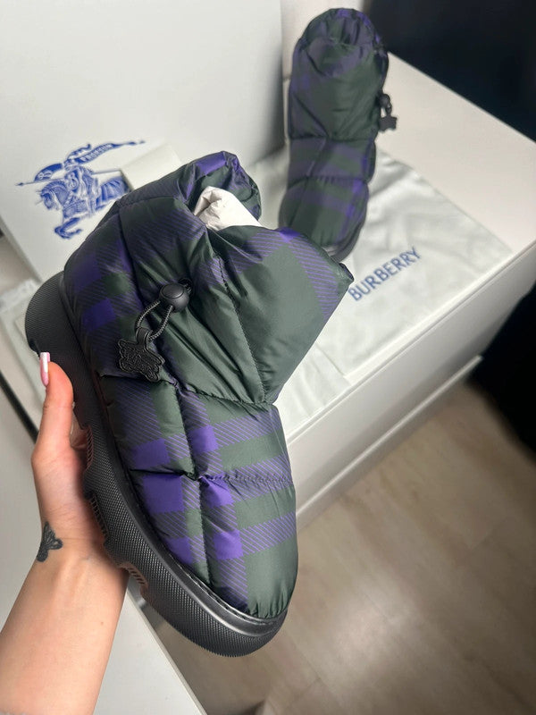 Burberry Pillow Boots Motif Hunter IP Check Mauve & Noir T.40 — Neuves