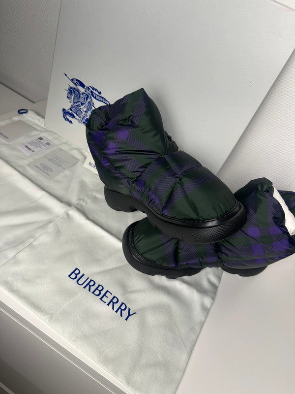 Burberry Pillow Boots Motif Hunter IP Check Mauve & Noir T.40 — Neuves