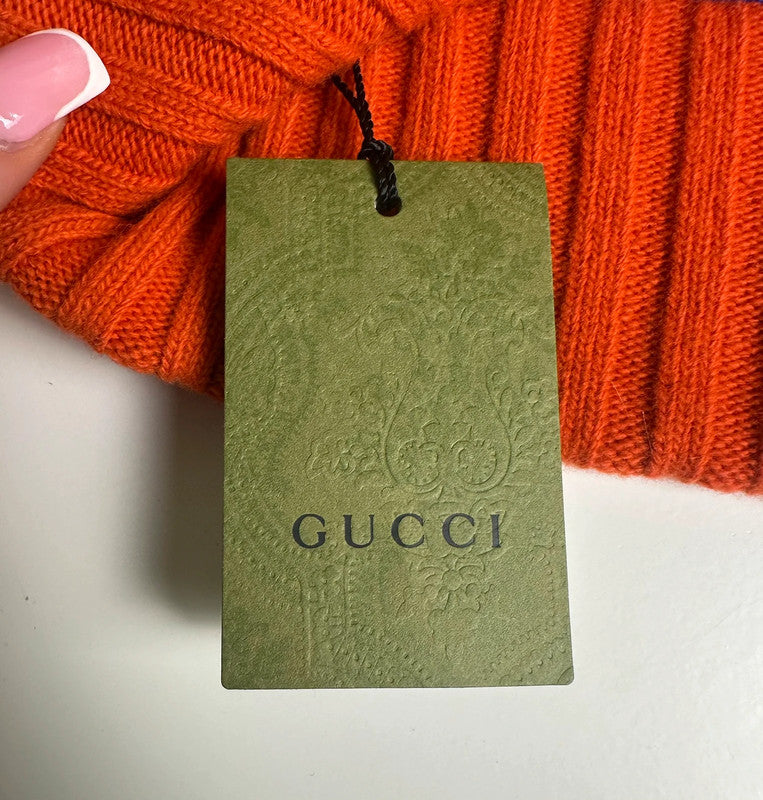 Gucci Bonnet GG Jacquard Laine Bleu & Rouge T.M — Neuf