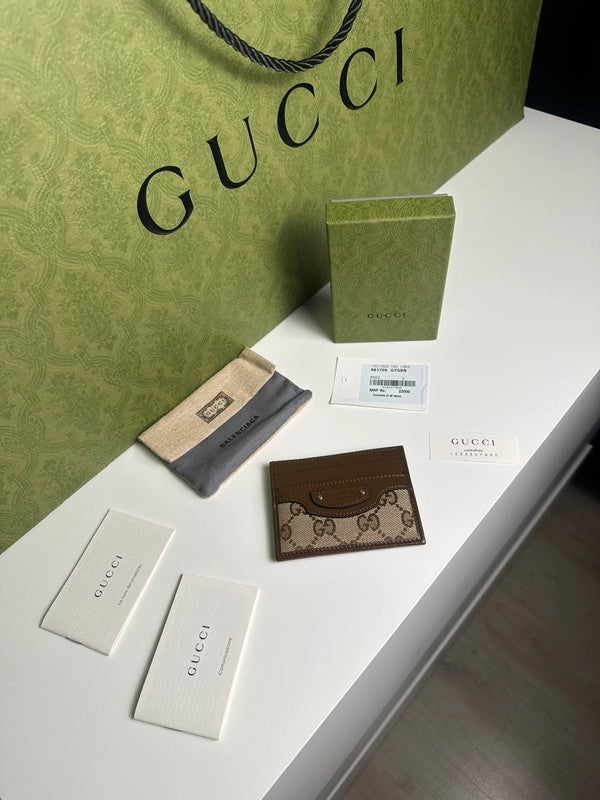 Gucci × Balenciaga Hacker Project Porte-Cartes Toile GG Supreme Beige/Marron — Neuf