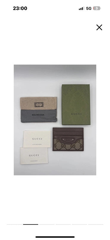 Gucci × Balenciaga Hacker Project Porte-Cartes Toile GG Supreme Beige/Marron — Neuf