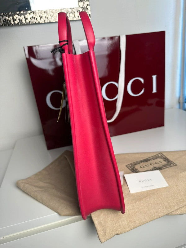 Gucci Cabas Tote GG Cuir Rose Monogramme Perforé — Neuf
