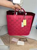 Gucci Cabas Tote GG Cuir Rose Monogramme Perforé — Neuf