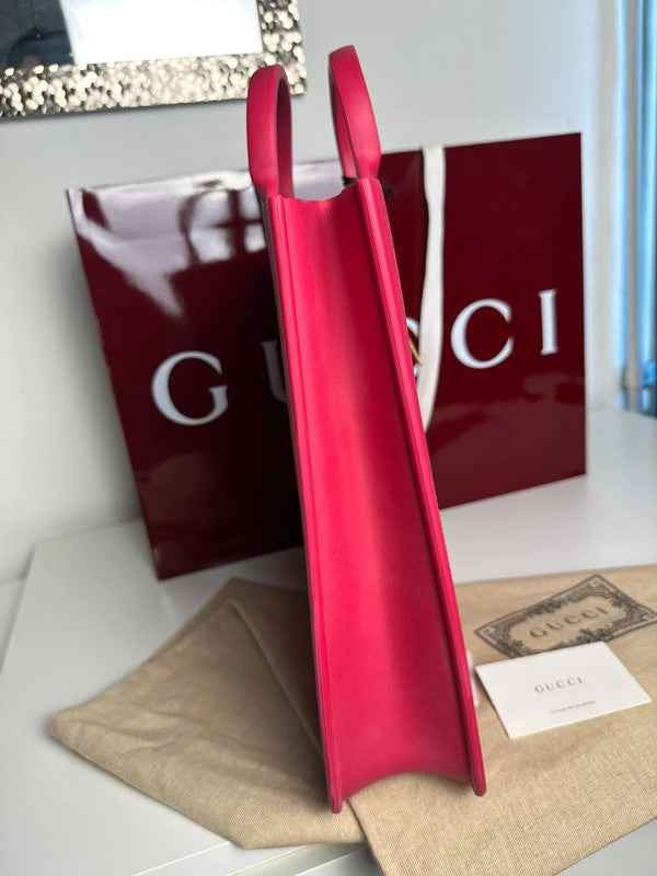 Gucci Cabas Tote GG Cuir Rose Monogramme Perforé — Neuf