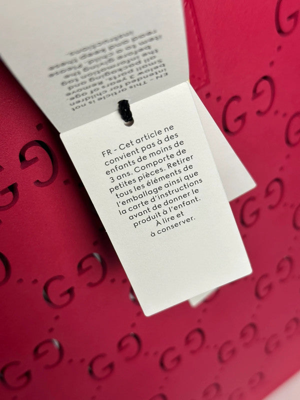 Gucci Cabas Tote GG Cuir Rose Monogramme Perforé — Neuf