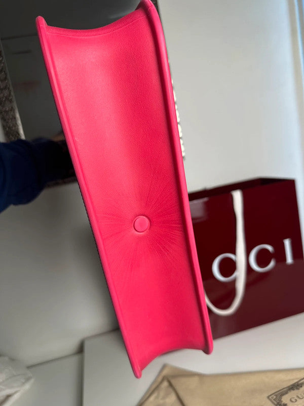 Gucci Cabas Tote GG Cuir Rose Monogramme Perforé — Neuf