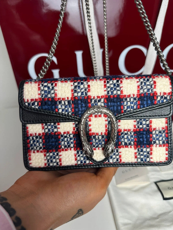 Gucci Dionysus Tweed Vichy Rouge Bleu Blanc — Neuf