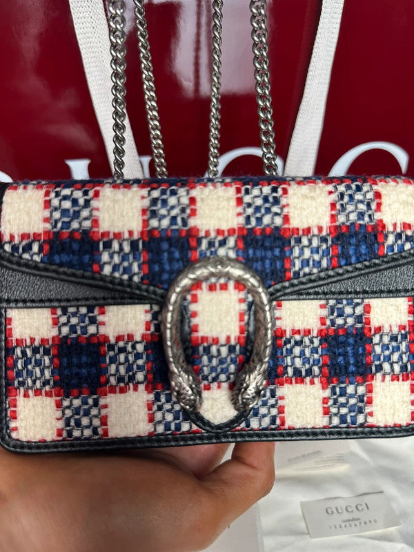 Gucci Dionysus Tweed Vichy Rouge Bleu Blanc — Neuf