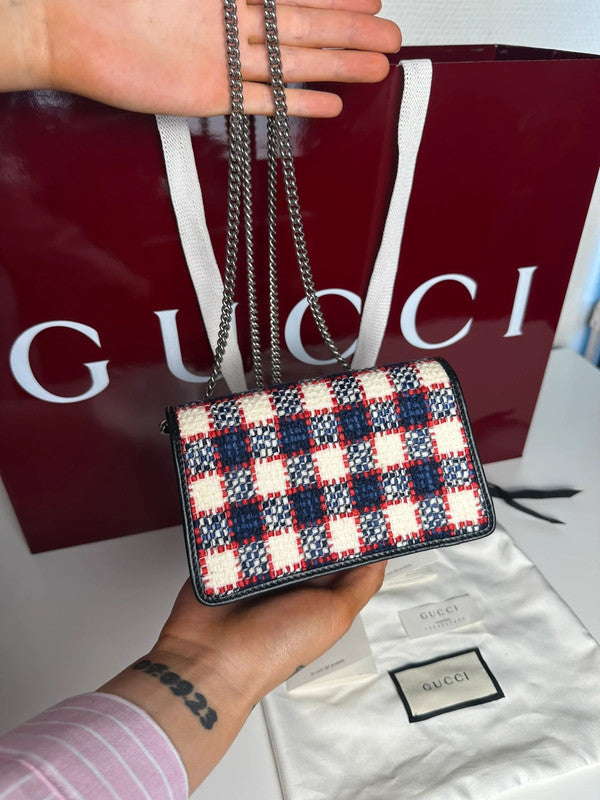 Gucci Dionysus Tweed Vichy Rouge Bleu Blanc — Neuf