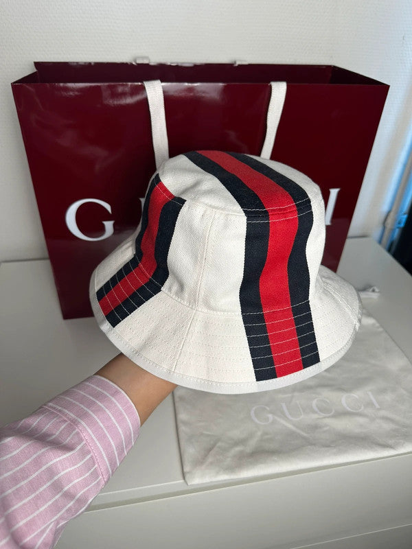 Gucci Bob Blanc Bandes Web Rouge & Bleu T.S — Neuf