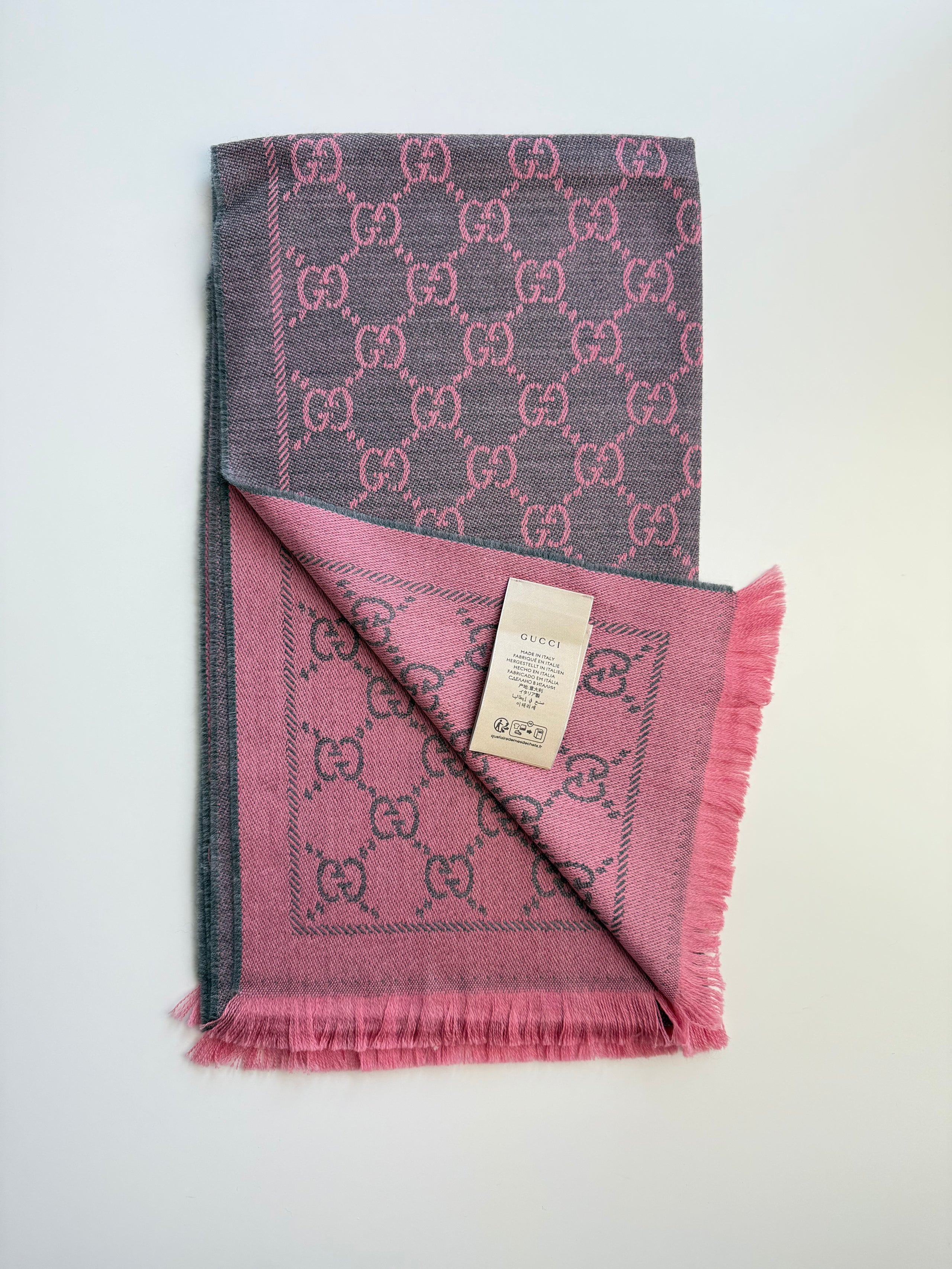 Gucci Écharpe Réversible Laine 48×180 cm — Neuve
