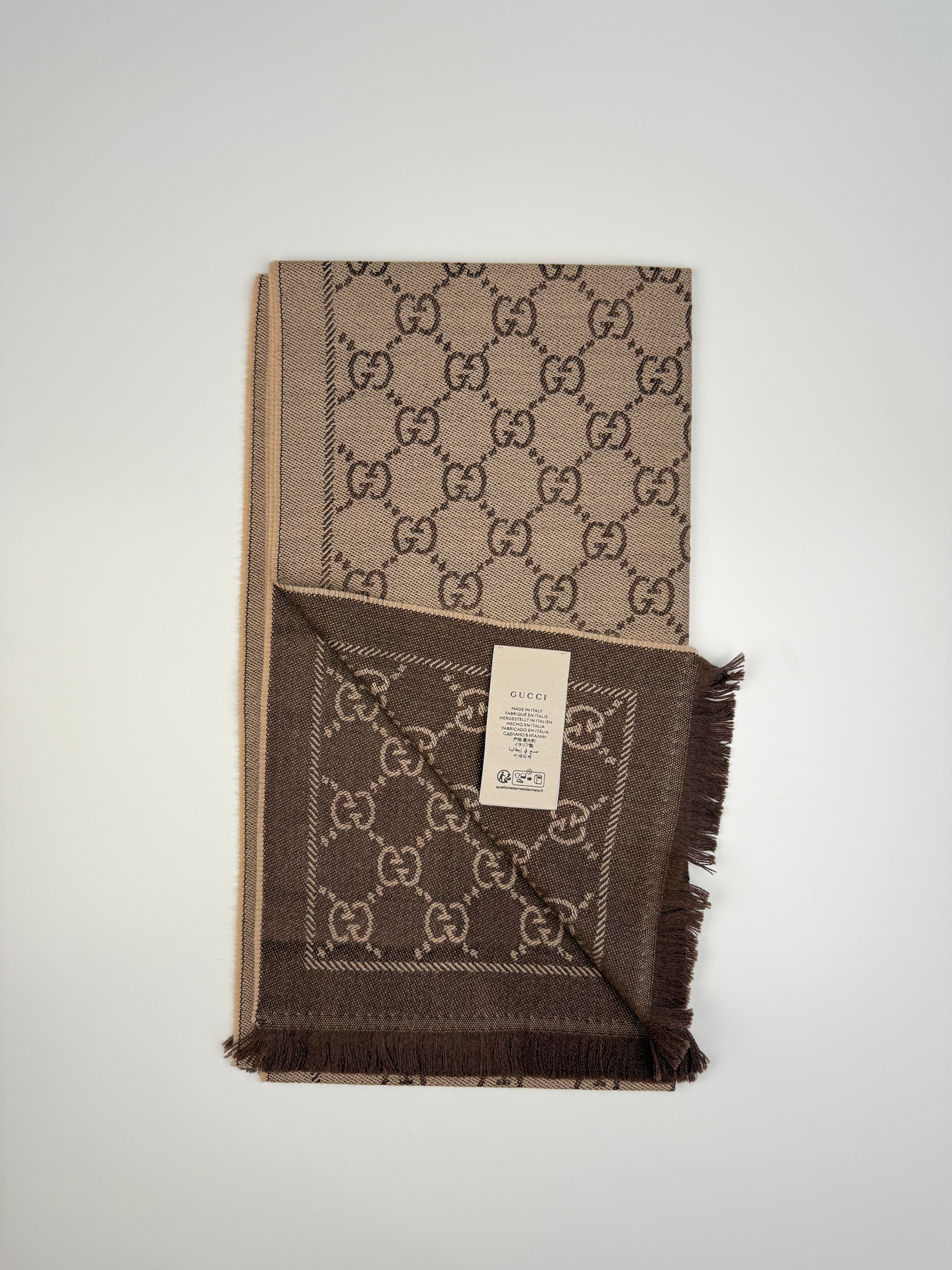 Gucci Écharpe Réversible Laine 48×180 cm — Neuve