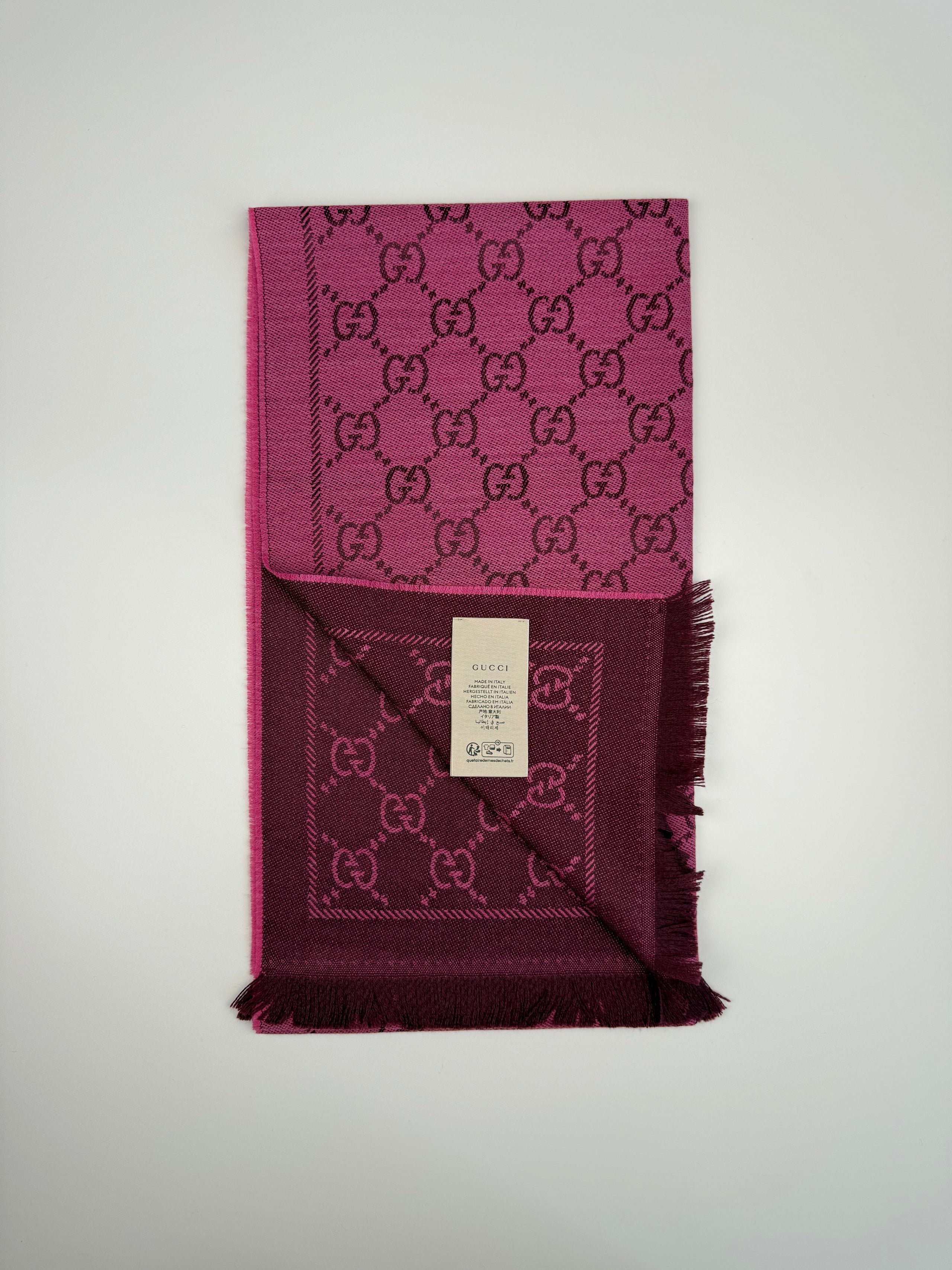 Gucci Écharpe Réversible Laine 48×180 cm — Neuve